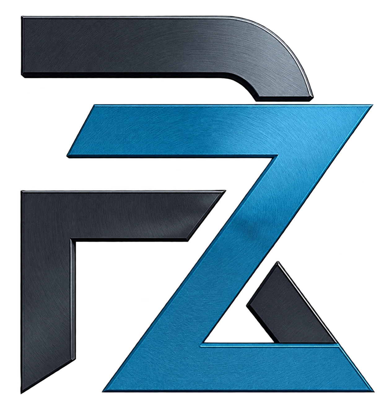 R Z metallic aluminium and glass emblem